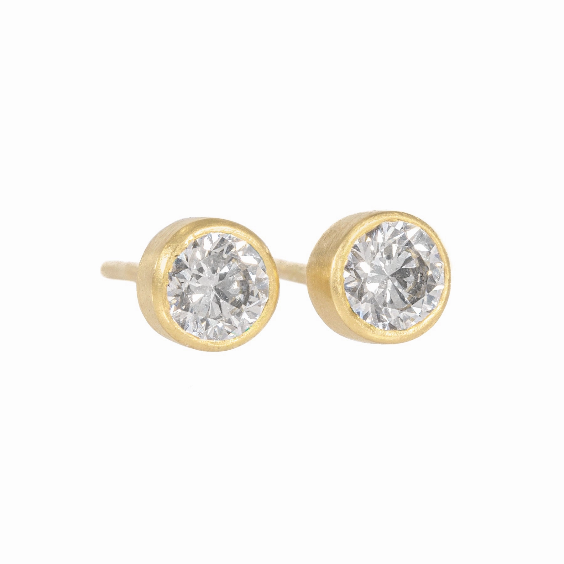 Radiance Diamond Studs - 18k Gold, Oxidized Silver   Reclaimed Diamonds Artistic Item Statement Trinket