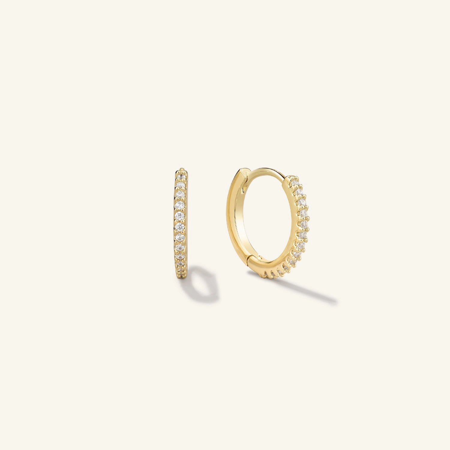 Elegant Feel Sophisticated Edge Pave Moissanite Daily Hoops Earrings - Medium