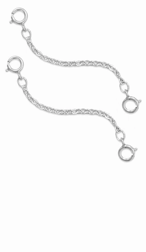 Retro Vibe Unique Shape Safety Extender Chain 2-inch Length Sterling Silver Set of 2