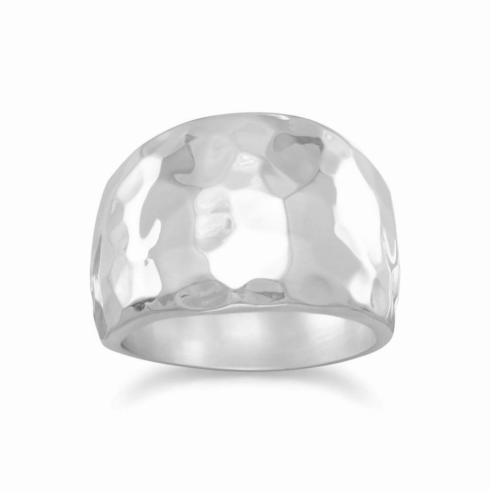 Cigar Band Ring Hammered Sterling Silver Ethnic Inspiration