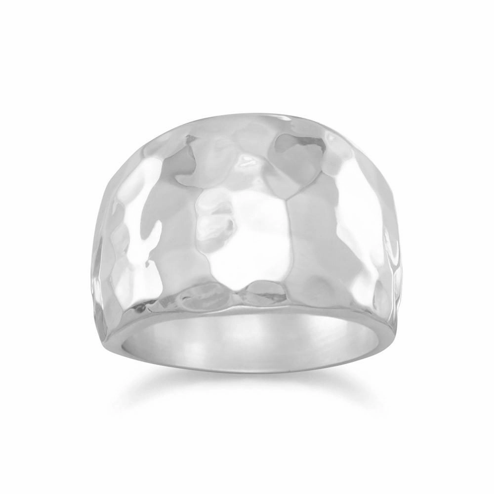 Cigar Band Ring Hammered Sterling Silver Stylish Pick