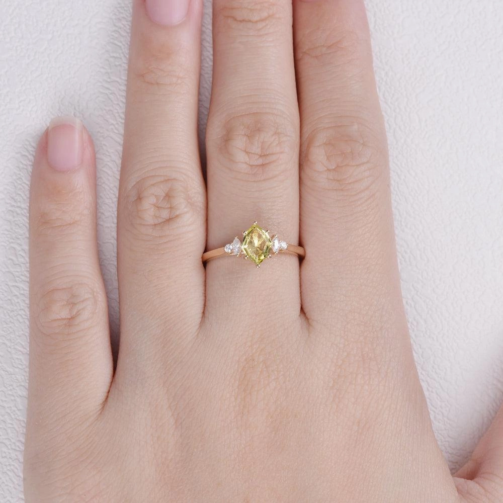 Sophisticated Accent Evening Collection Citrine & Moissanite Yellow Gold Ring