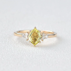 Elegant Gift Unique Pieces Citrine & Moissanite Yellow Gold Ring