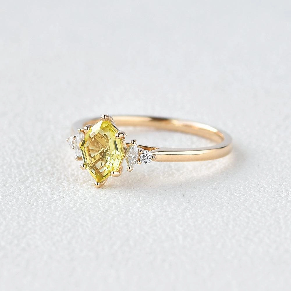 Citrine & Moissanite Yellow Gold Ring Pure Feature