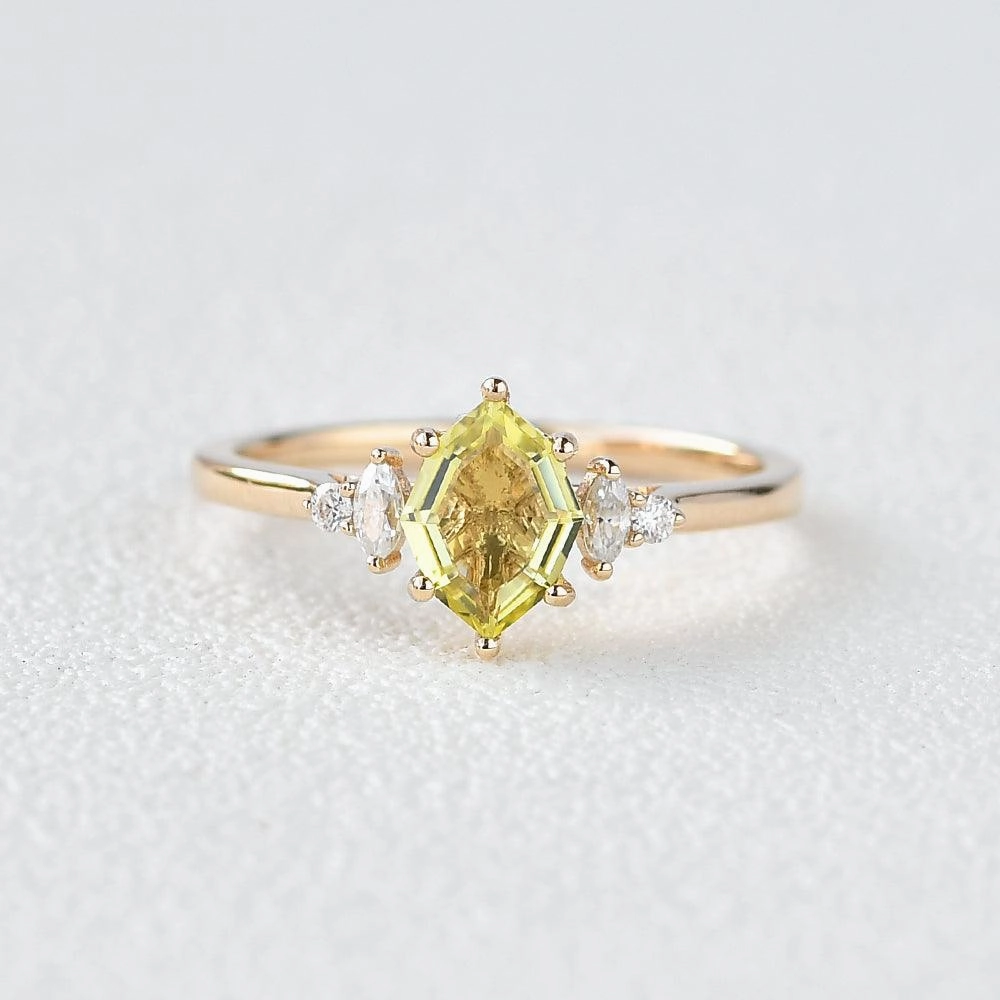 Elegant Gift Unique Pieces Citrine & Moissanite Yellow Gold Ring