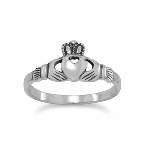 Claddagh Ring Polished Sterling Silver Ornate Adornment Custom Insignia