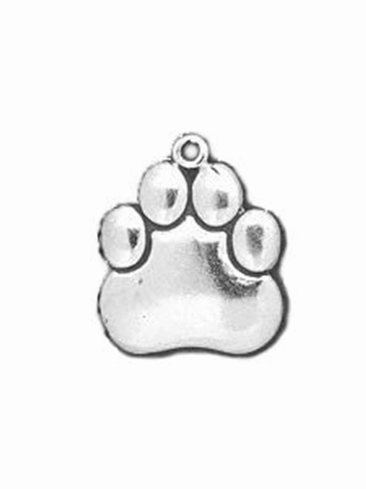 Daily Match Delicate Finish Paw Print Charm or Pendant Sterling Silver