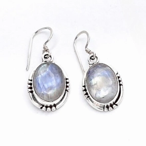 Radiant Oval Moonstone Dangles Exclusive Edge Gloss Accent