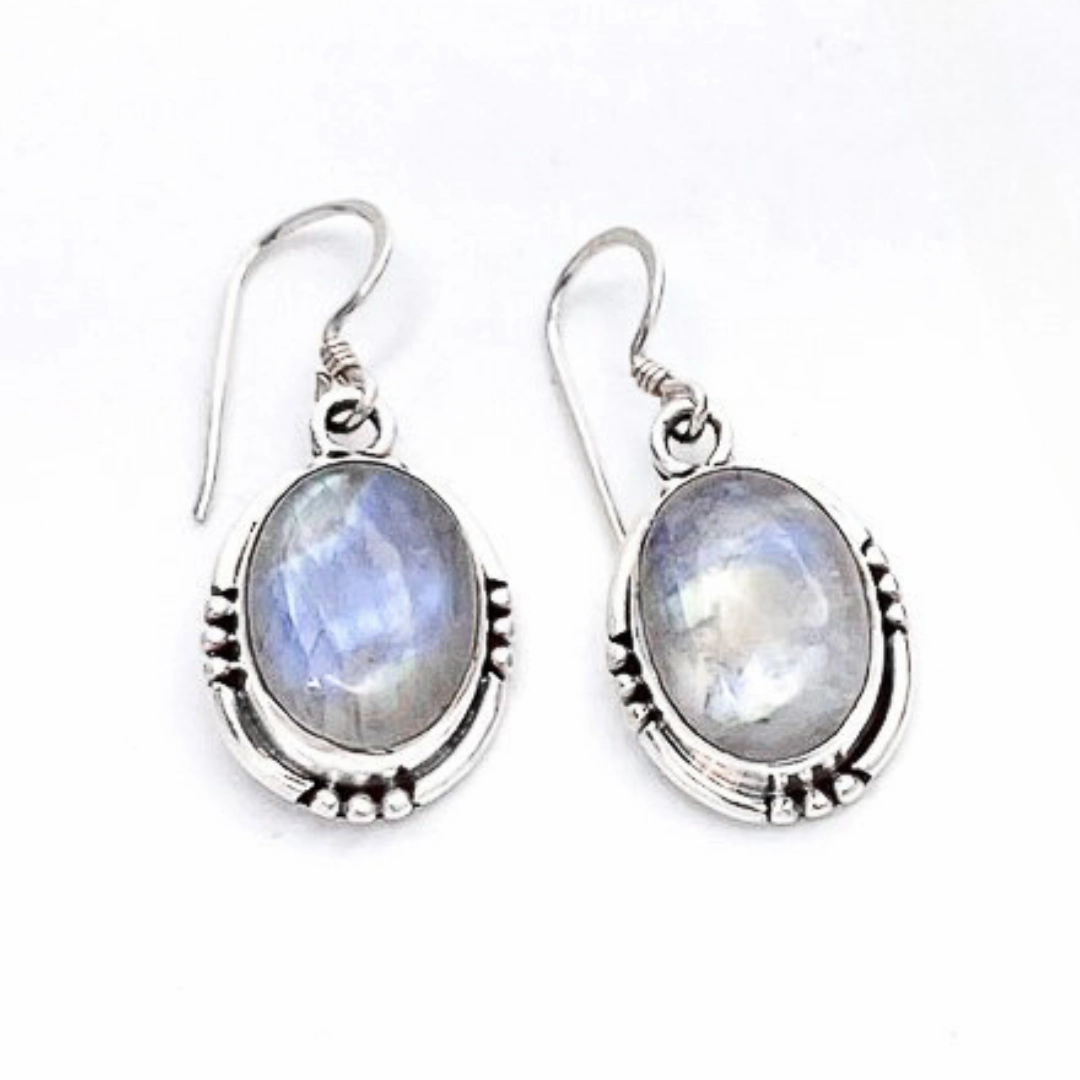 Radiant Oval Moonstone Dangles Exclusive Edge Gloss Accent
