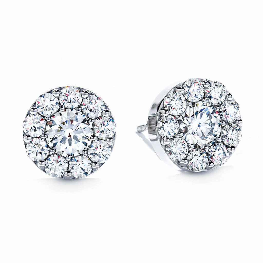 Hearts On Fire Round Solitaire/Stud Diamond Earrings in 18K White Gold (1.02ctw) Sophisticated Item Ornate Creation