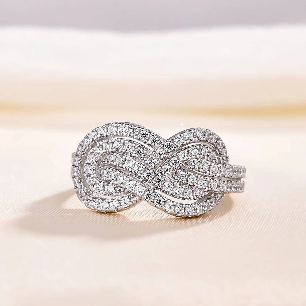 Louily Elegant Anniversary Simulated Diamond Wedding Band In Sterling Silver Delicate Flash