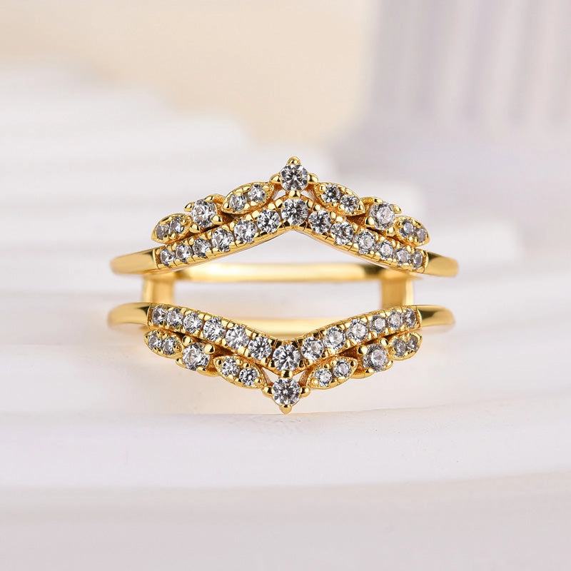 Shiny Radiance Louily Exclusive Round Cut Jacket Wedding Band For Women In Sterling Silver