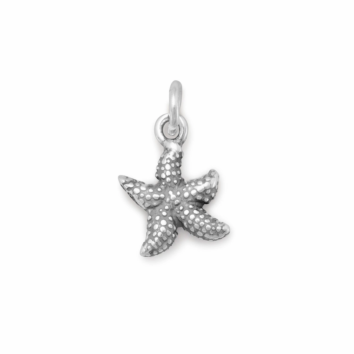 Small Starfish Charm Antique Finish Sterling Silver Soft Highlight Wedding Style