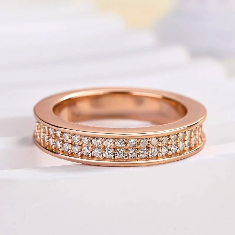 Classic Jewelry Louily Elegant Rose Gold Women's Wide Wedding Band In Sterling Silver