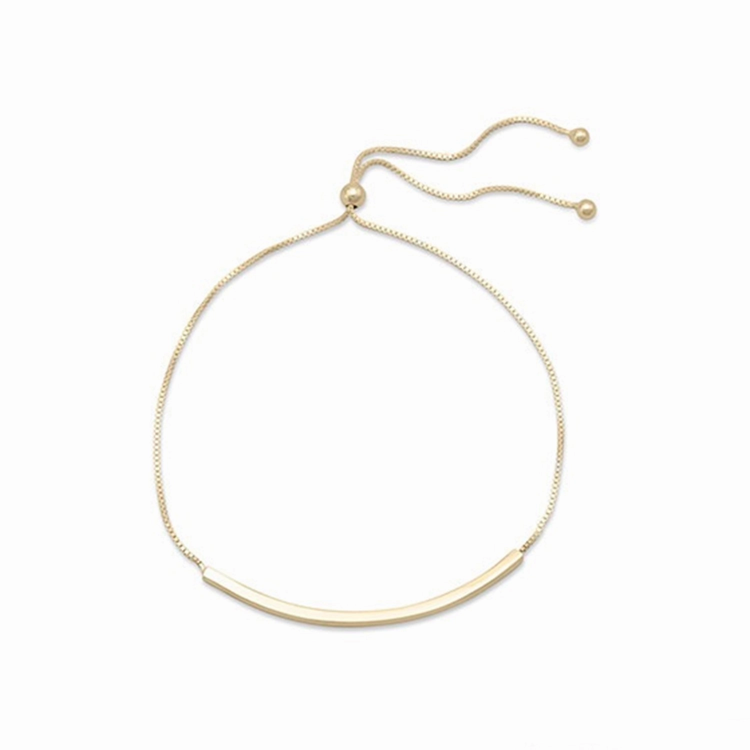 Radiant Statement Gold-plated Sterling Silver Box Chain Bracelet with Bar Adjustable Length