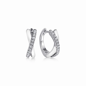 Enamel - 925 Sterling Silver White Sapphire Huggies White Enamel Timeless Presence