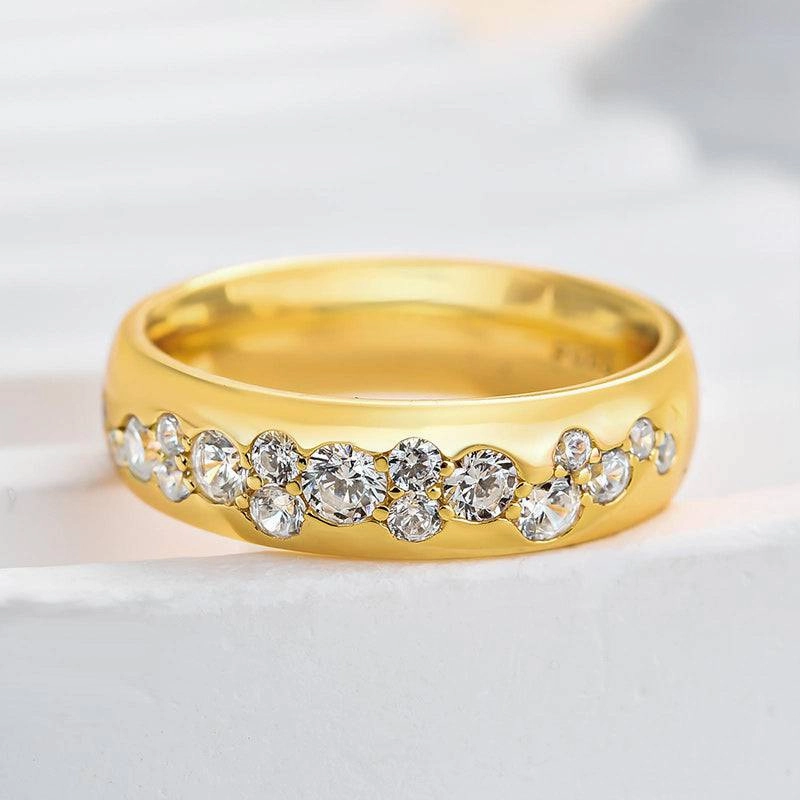 Delicate Highlight Louily Precious Yellow Gold Round Cut Wide Wedding Band