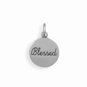 Expressive Feature Word Charm - Blessed - Rhodium on Sterling Silver Nontarnish