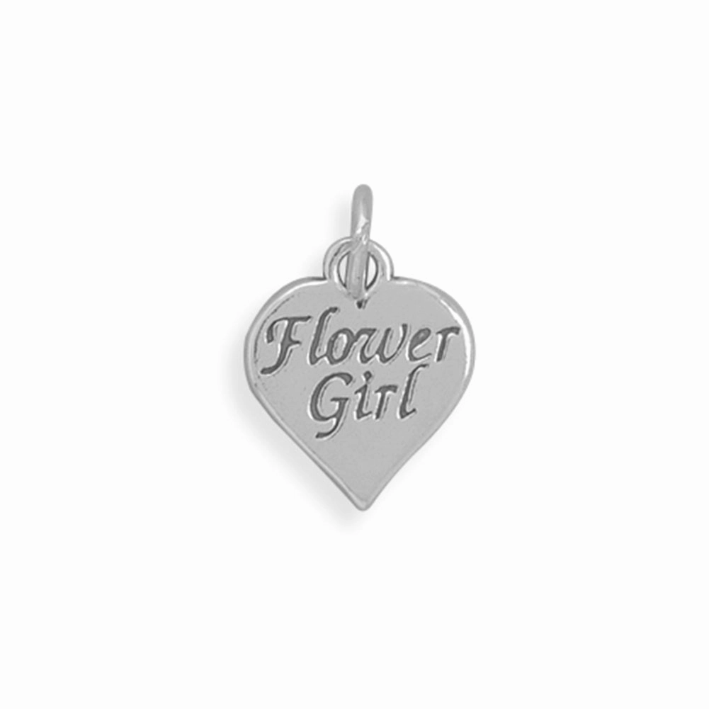 Flower Girl Charm Antiqued Sterling Silver, Made in the USA Sophisticated Touch