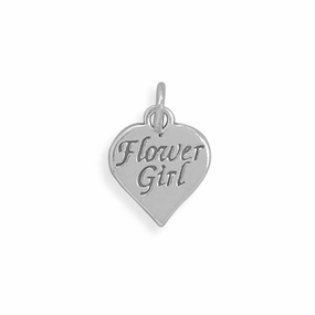 Flower Girl Charm Antiqued Sterling Silver, Made in the USA Sophisticated Touch