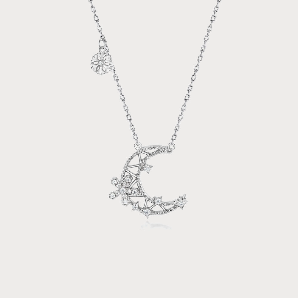 Classic Item soft look Snowflake Moon Necklace