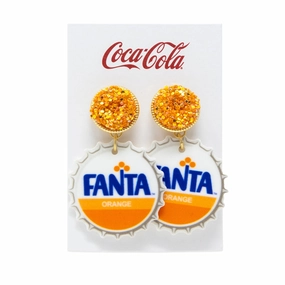 Coca-Cola? Orange Fanta Bottle Cap Earrings Striking Accent