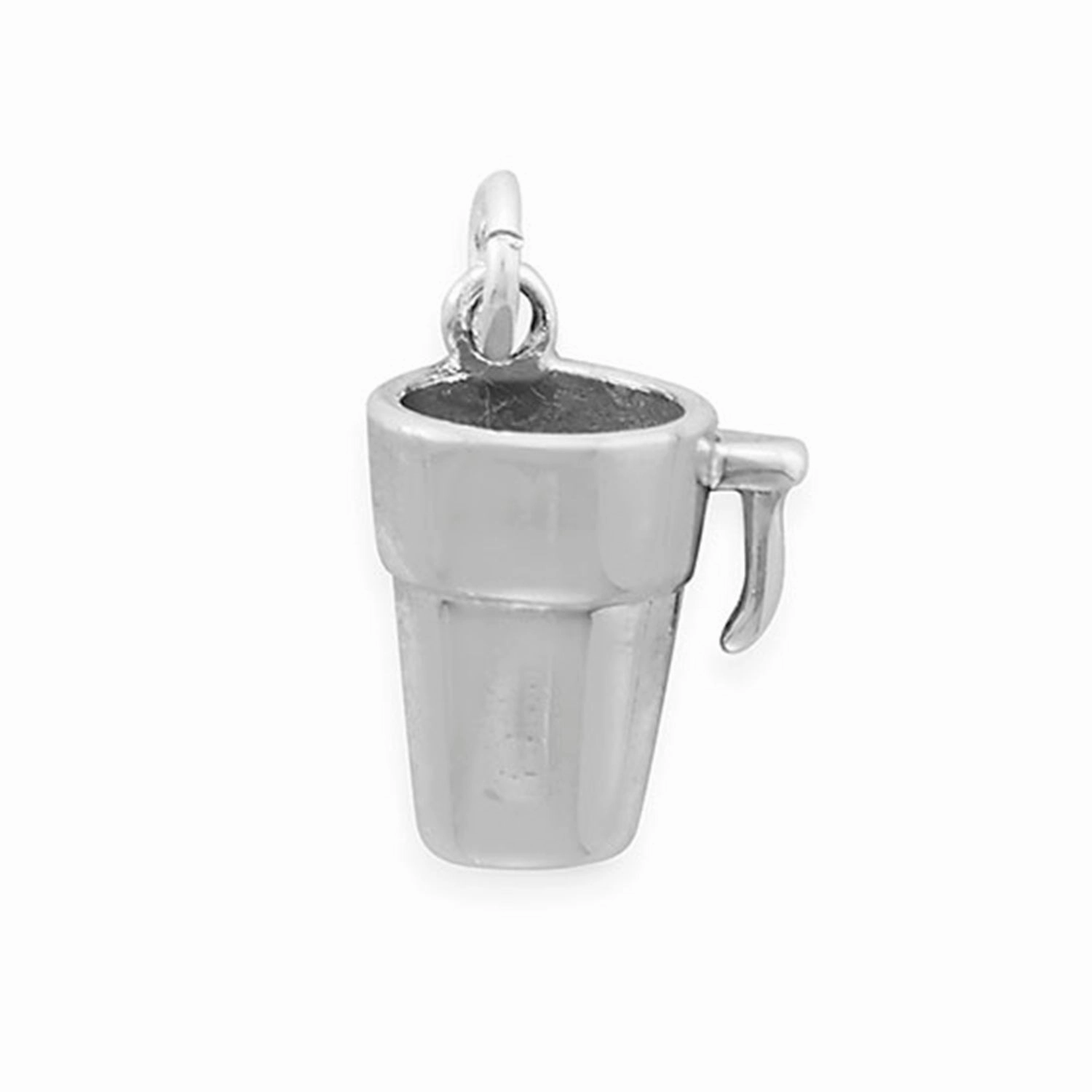 Coffee Mug To Go Charm Sterling Silver Stylish Contour Refined Shape