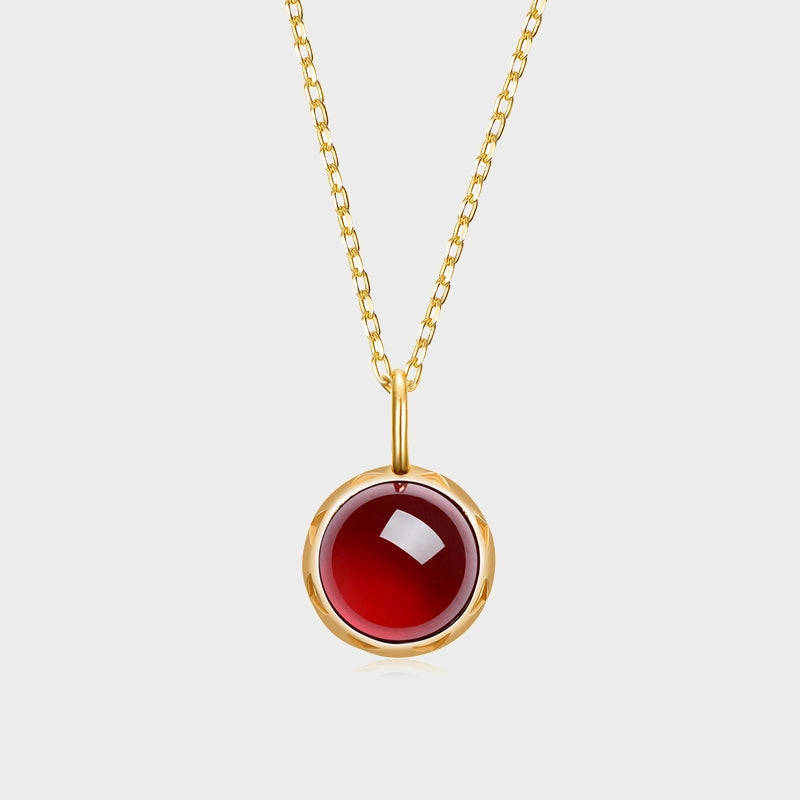 Secured Piece Statement Gift Garnet Necklace
