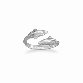 Critic Acclaimed Dolphin Ring Adjustable Wrap Sterling Silver