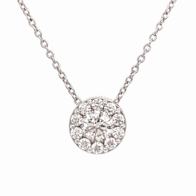 Hearts On Fire 18K White Gold Fulfillment Diamond Cluster Pendant with a 18K White Gold Link Necklace (0.75ctw) Winter Glam Daily Feature