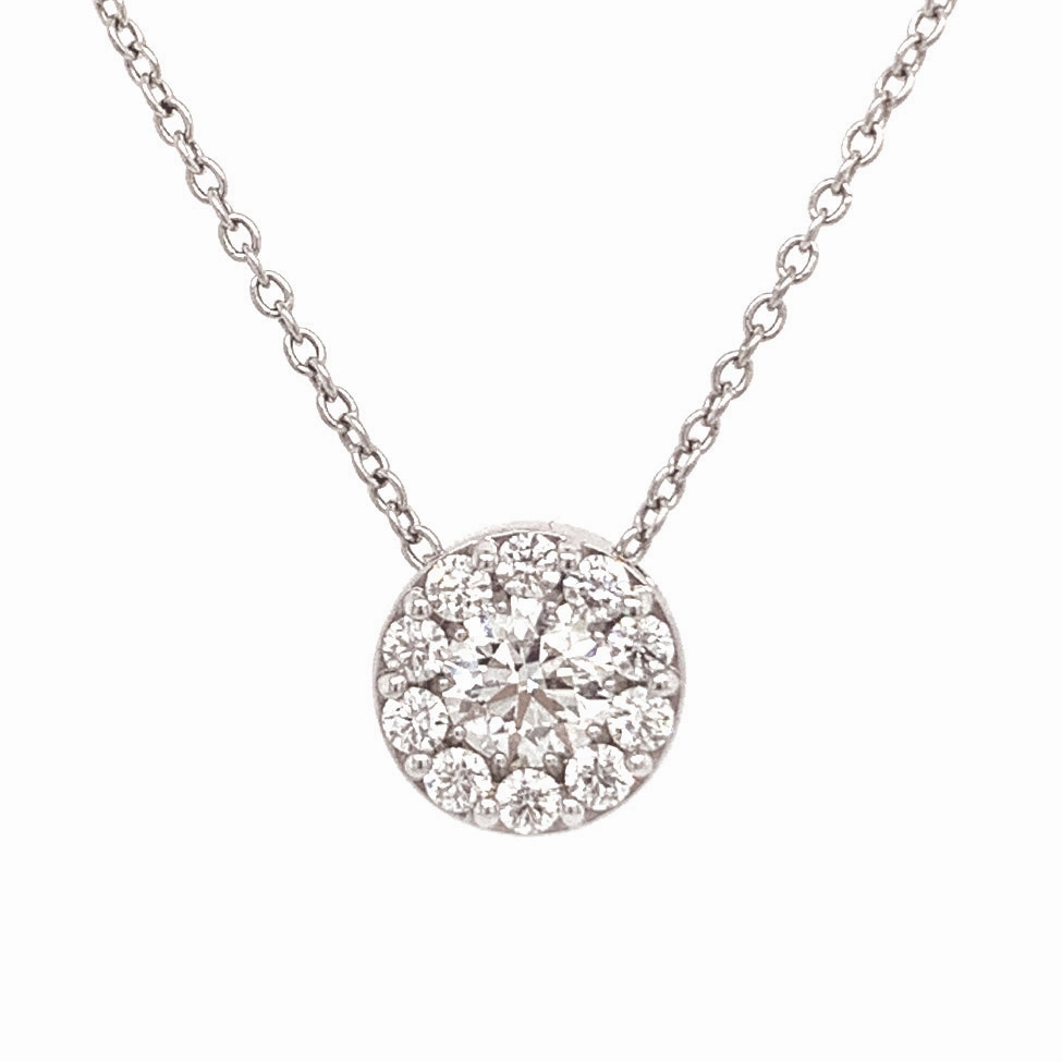 Hearts On Fire 18K White Gold Fulfillment Diamond Cluster Pendant with a 18K White Gold Link Necklace (0.75ctw) Winter Glam Daily Feature