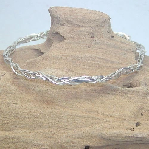 Universal Fit Thin Grapevine Sterling Silver Wirewrapped Bracelet