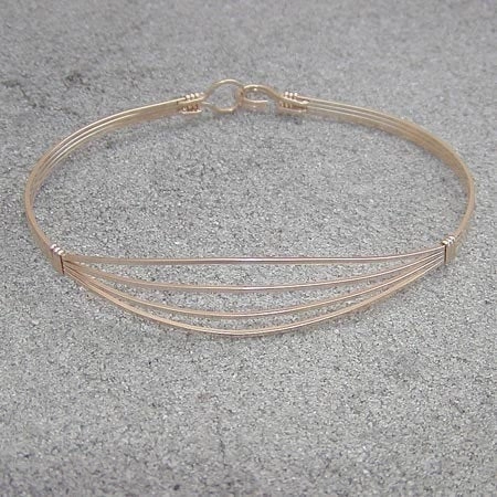 Simple 4-strand Spread Gold Filled Wire Wrapped Bracelet  SSSS Open Cultural Motifs