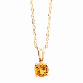 Winter Outfit Comfortable Adornment Bremer Jewelry 14K Yellow Gold Round Shape Citrine Solitaire Pendant with a 14K Yellow Gold Lariat Necklace (0.38ctw)
