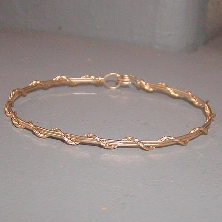 Perfectly Viewed 14kt Gold Filled Thin Stackable Wire Wrapped Bangle Bracelet  SSwa
