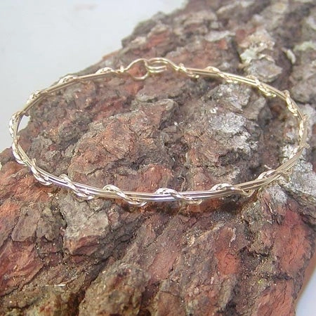 Inclusive Design 14kt Gold Filled Thin Stackable Wire Wrapped Bangle Bracelet  SSwa