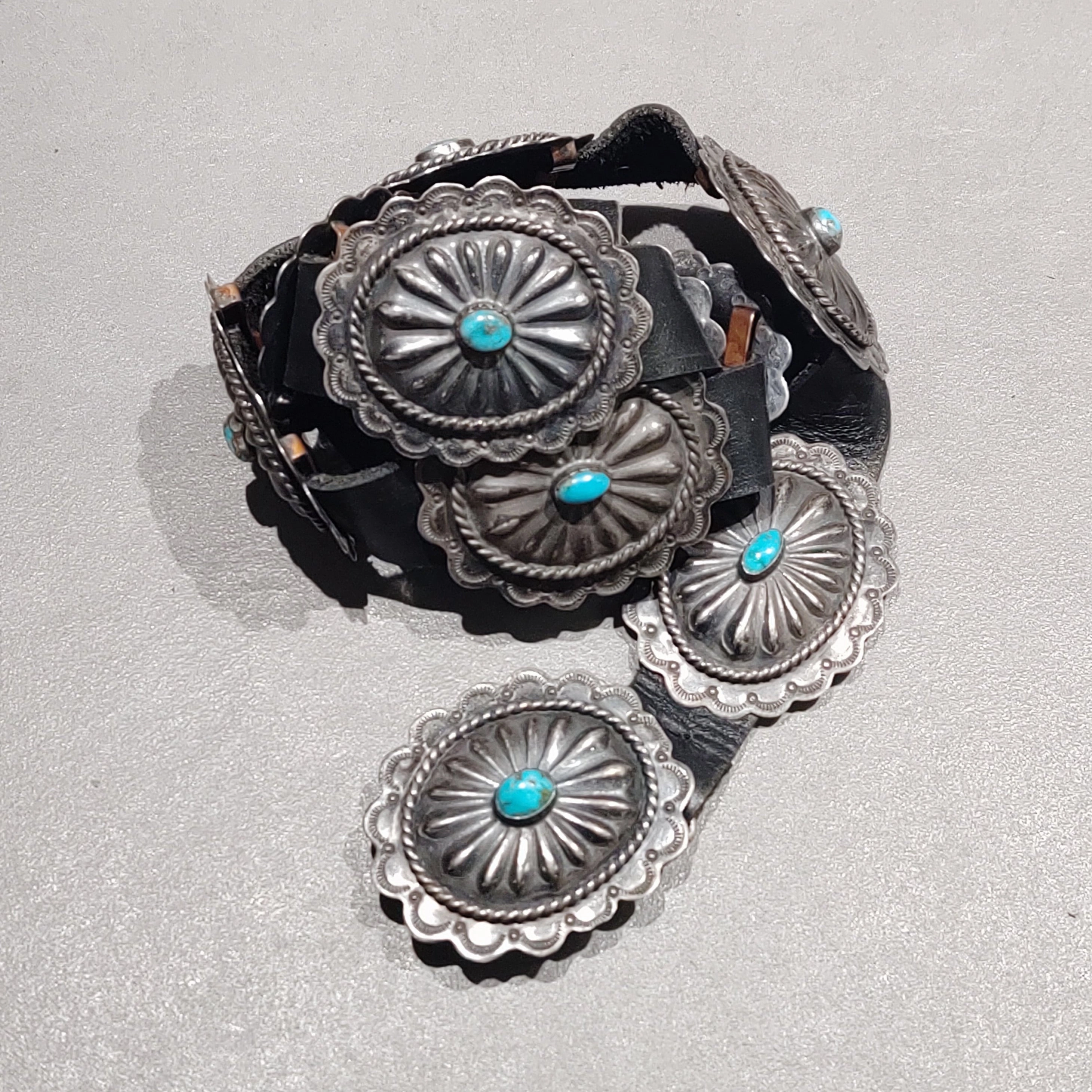 Perfect Accent Trendy Spark Concho Belt - Turquoise Sterling Oval - Handmade Native American