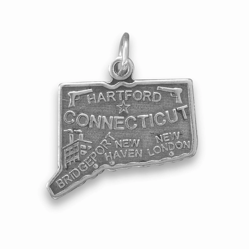 Formal Detail Everyday Fashion Connecticut State Charm Antiqued Sterling Silver