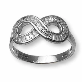 Infinity Ring with Baguette Cubic Zirconia Sterling Silver Fine Craftsmanship