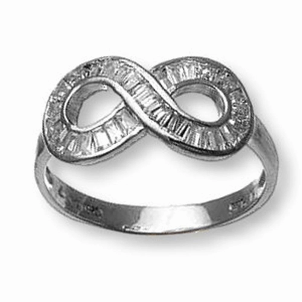 Infinity Ring with Baguette Cubic Zirconia Sterling Silver Fine Craftsmanship