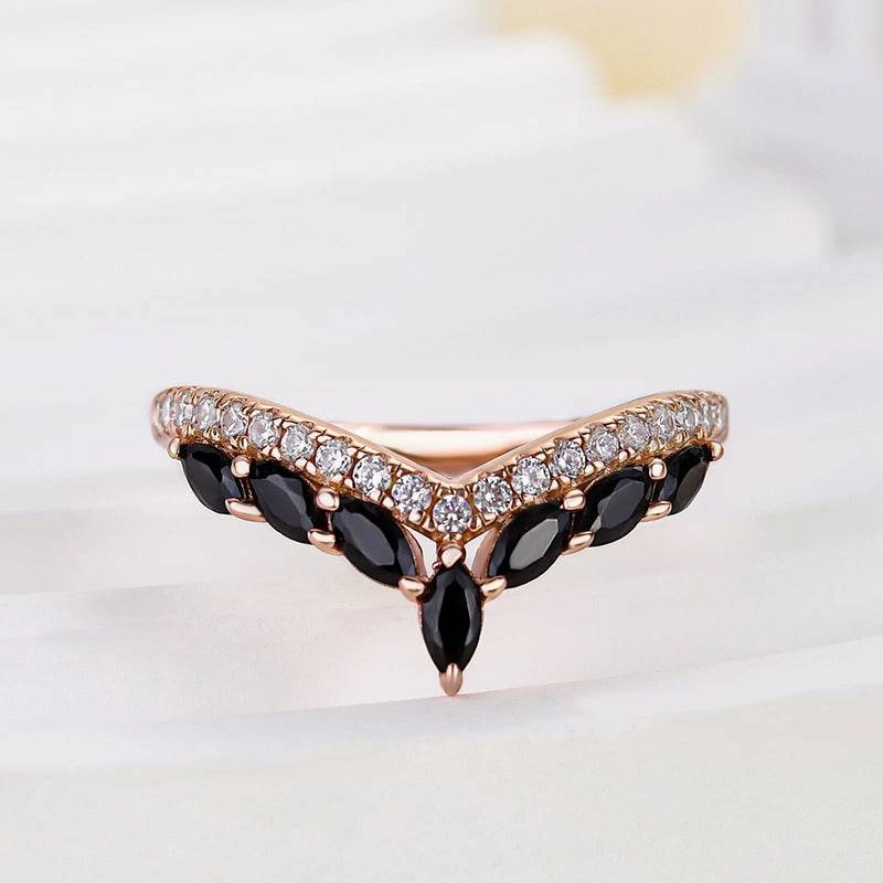 Louily Unique Rose Gold Marquise Cut Wedding Band Fashion Craft