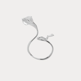 Silver Calla Lily Ring Rainbow Hue