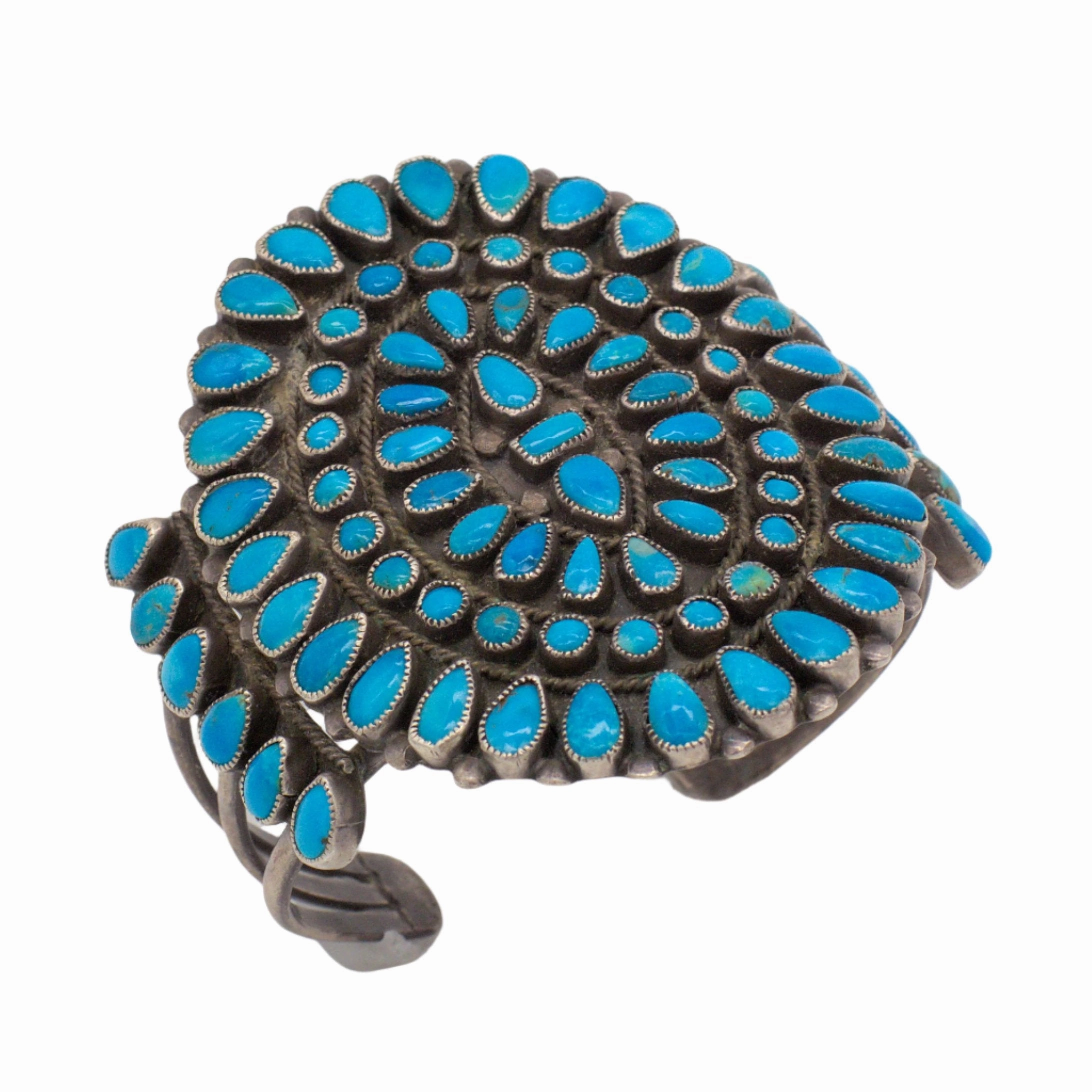 J M Begay Vintage Handmade Sterling Silver Turquoise Petit Point Cuff Bracelet Classic Outfit Chic Fashion