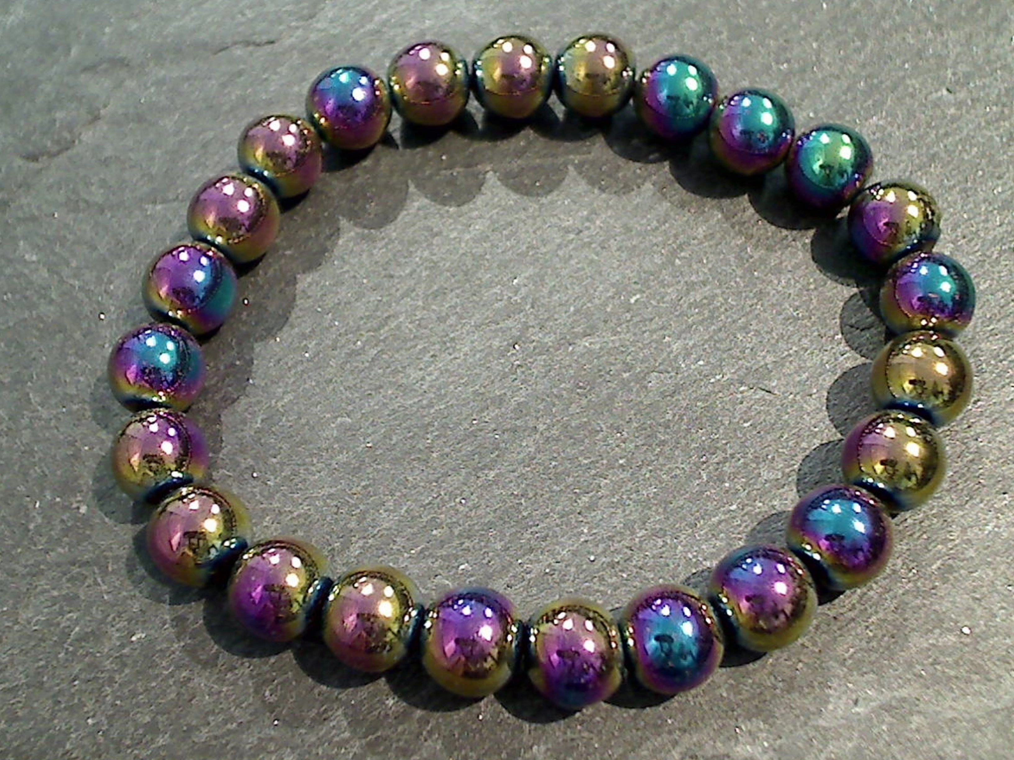 Rainbow Hematite 8MM Stretch Bracelet Positive Combinations