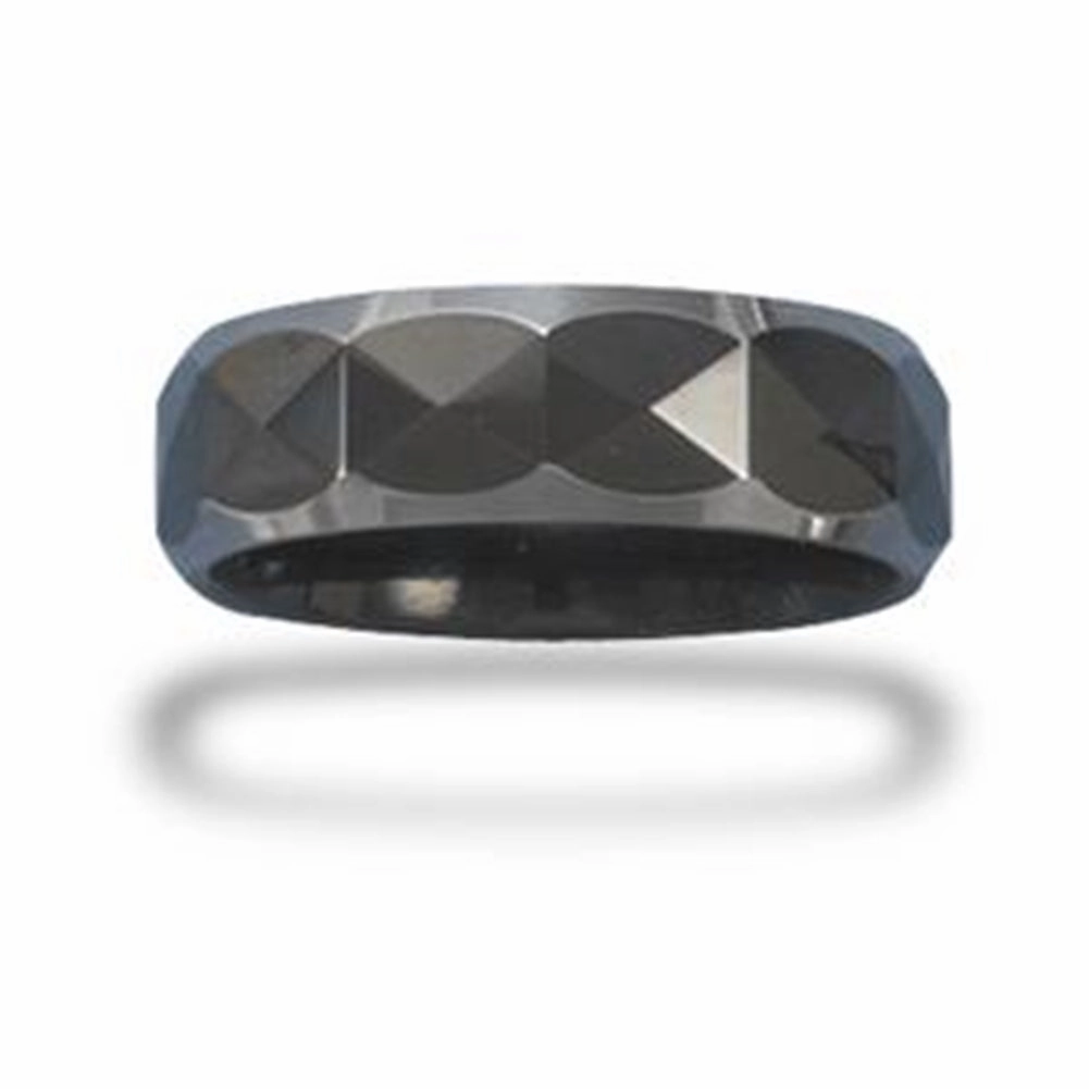 Black Tungsten Carbide Faceted Band Ring Size 10.5 Minimal Pop