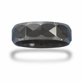 Black Tungsten Carbide Faceted Band Ring Size 10.5 Minimal Pop