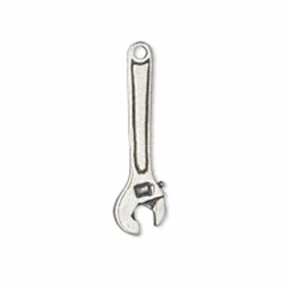 Sophisticated Vibe Wrench Tool Charm Antiqued Sterling Silver Double Sided
