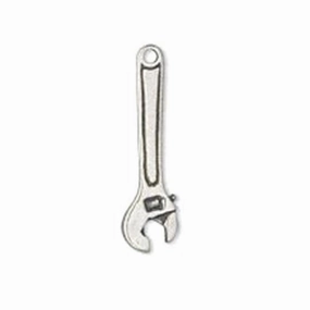 Sophisticated Vibe Wrench Tool Charm Antiqued Sterling Silver Double Sided