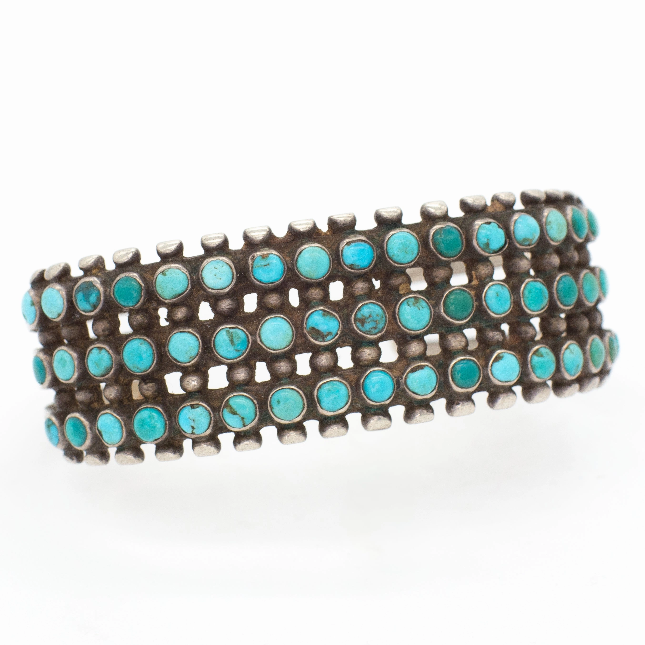 Navajo Handmade Sterling Silver Turquoise Cuff Bracelet (Hallmark Unknown) Ethereal Feature Elegant Vibe
