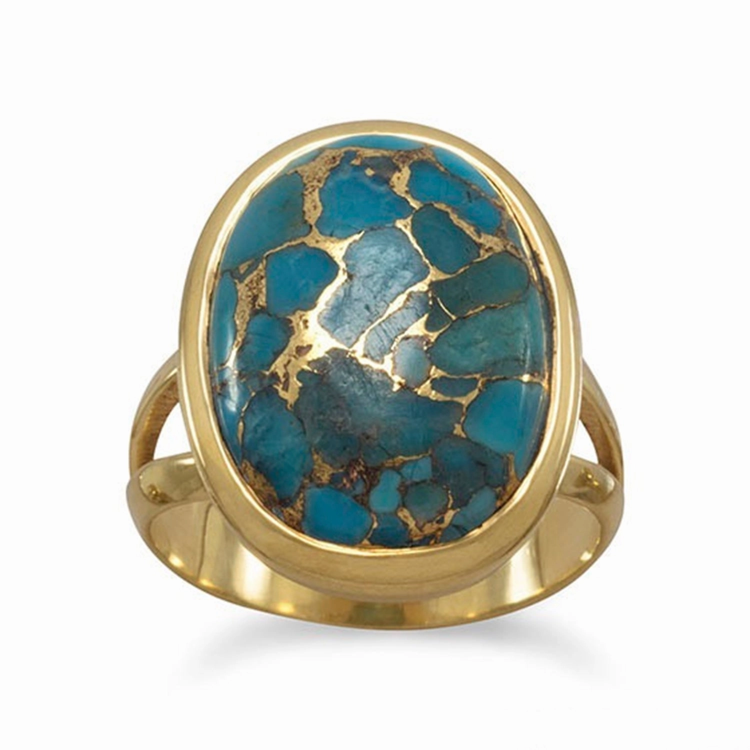 Clean Vibe Elegant Accent Copper-infused Turquoise Ring Gold-plated Sterling Silver
